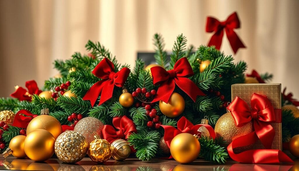 red and gold holiday accents