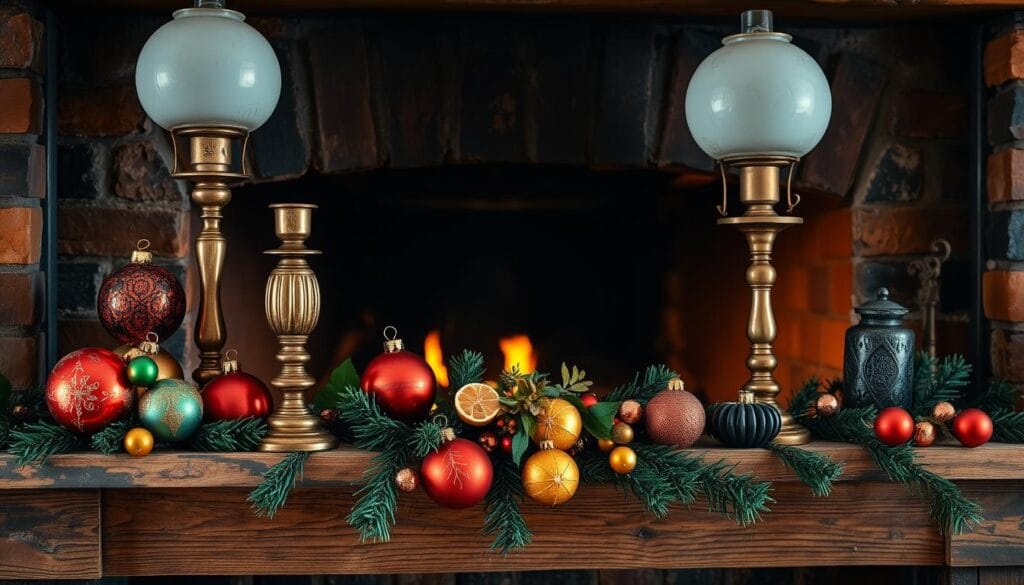 retro holiday mantel