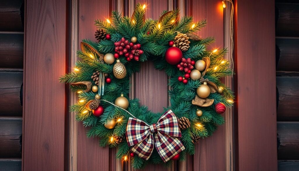 retro-inspired Christmas wreath