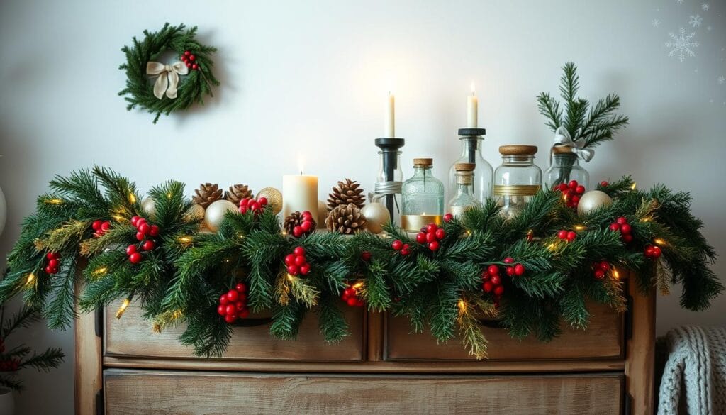 rustic Christmas dresser decor