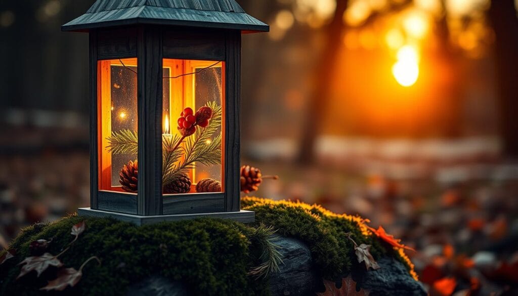 rustic Christmas lantern decor