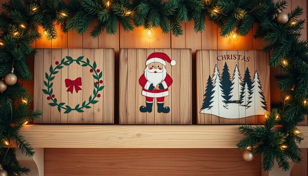rustic wooden Christmas signs