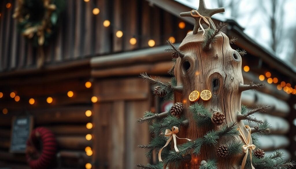 rustic wooden Christmas tree