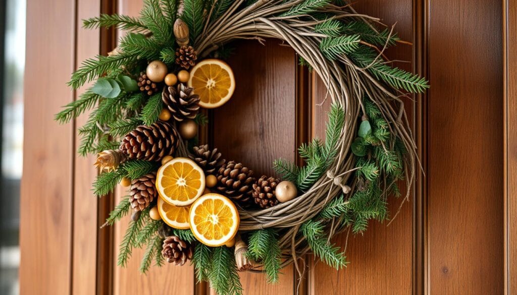 rustic wreath with natural elements