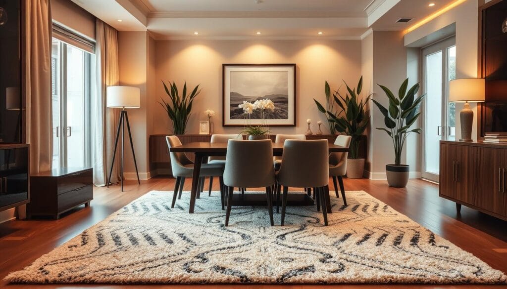 stylish dining room designs with rugs
