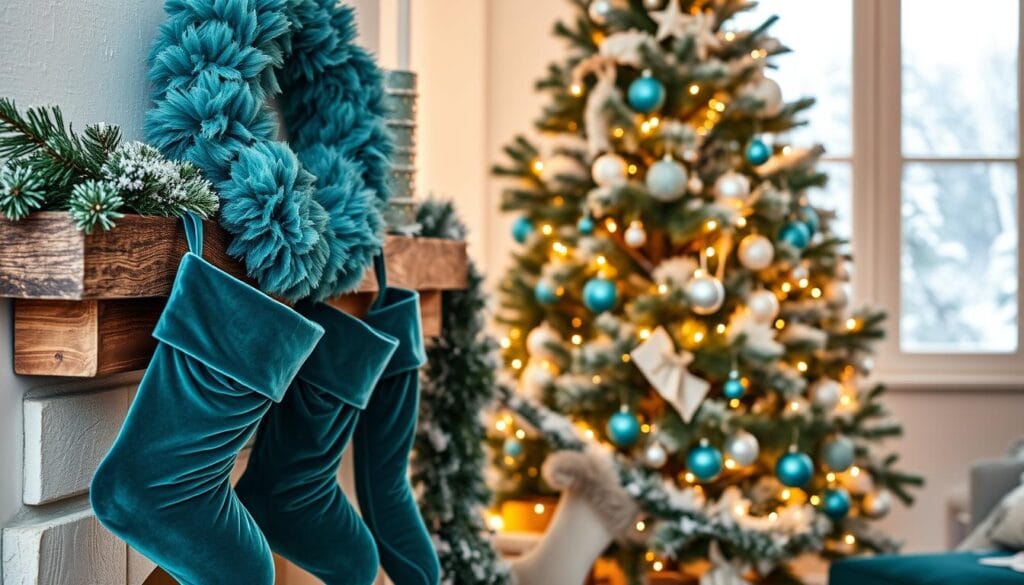teal Christmas decor