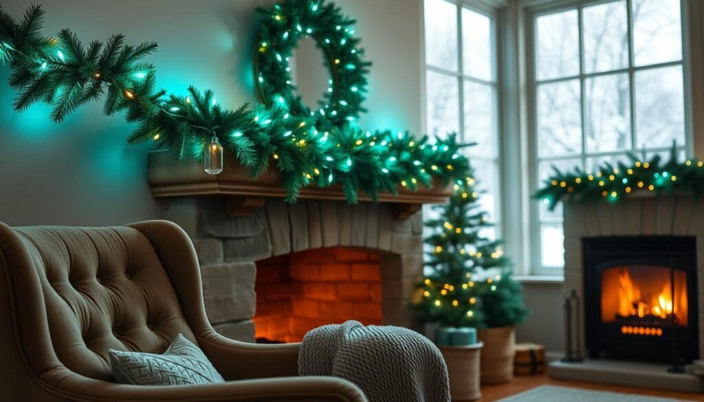teal Christmas lights
