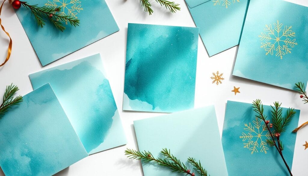 teal christmas cards