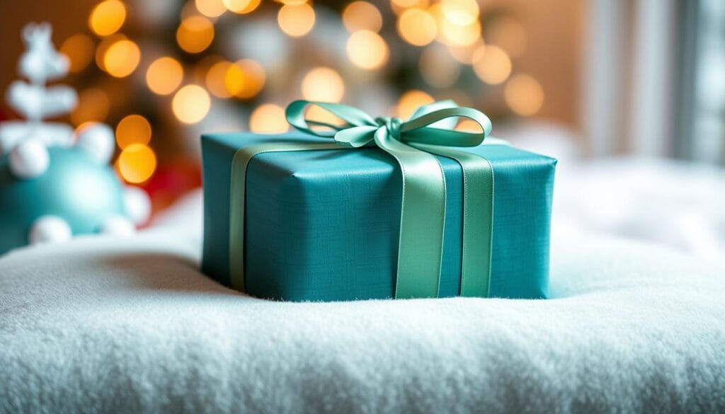teal christmas gift wrapping