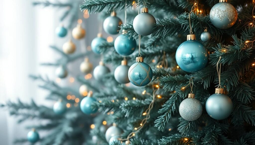 teal christmas tree decor
