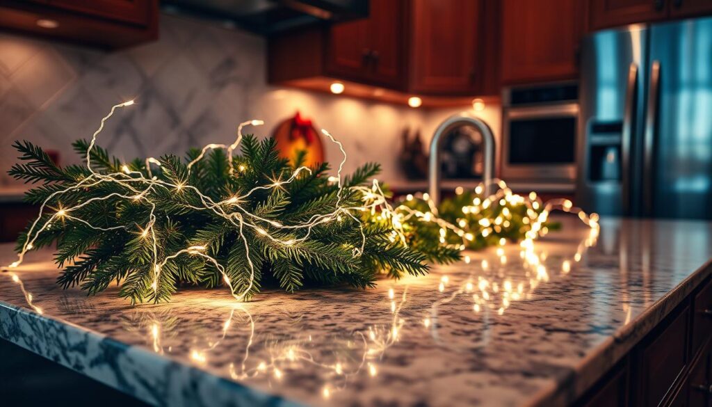 twinkling kitchen lights display