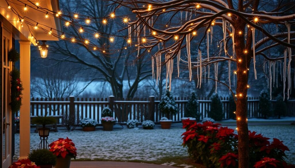 twinkling outdoor holiday lights
