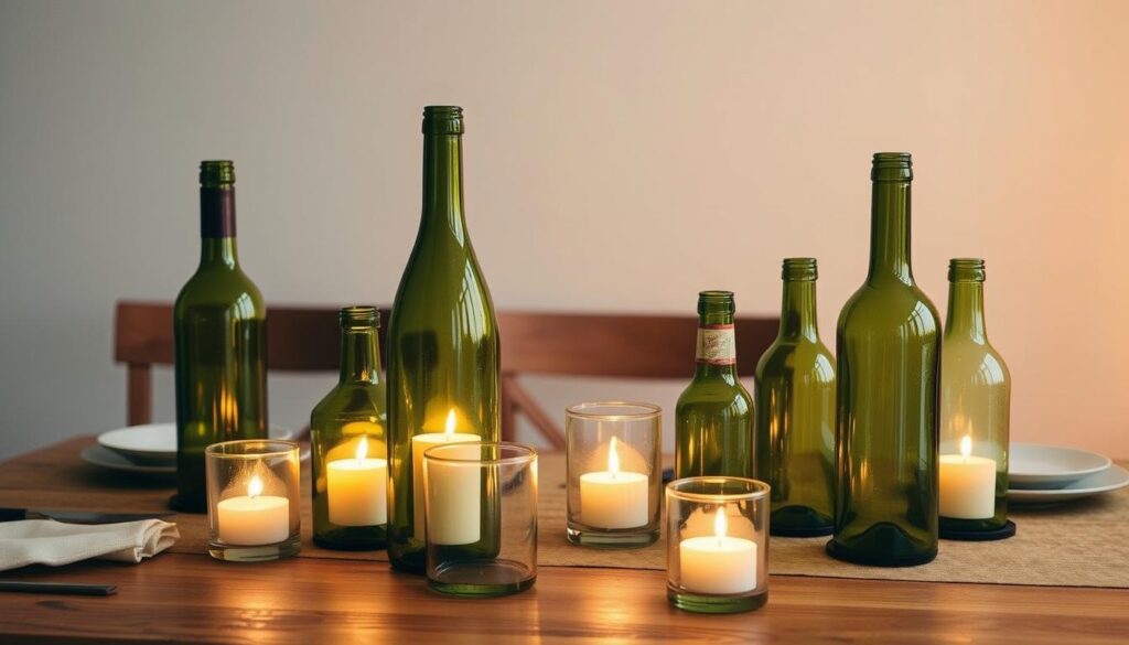 upcycled bottle candleholders