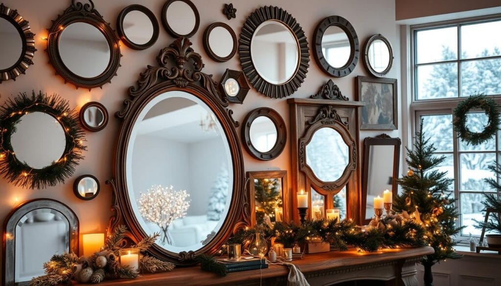 using mirrors for Christmas decorations