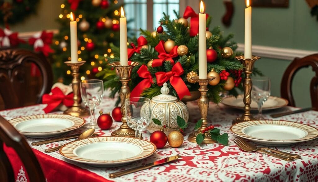 vintage Christmas table setting