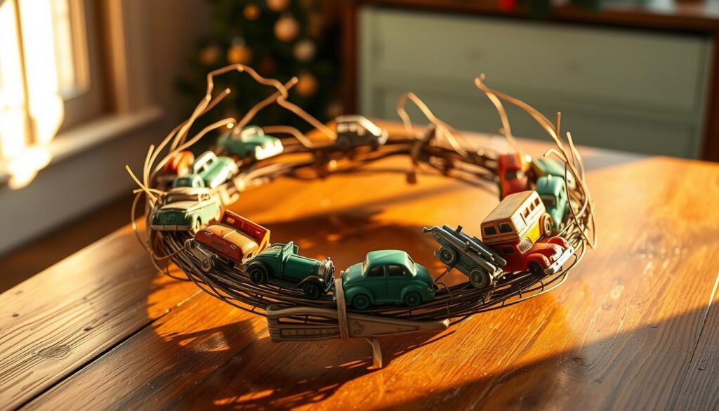 vintage toy car hoop wreath