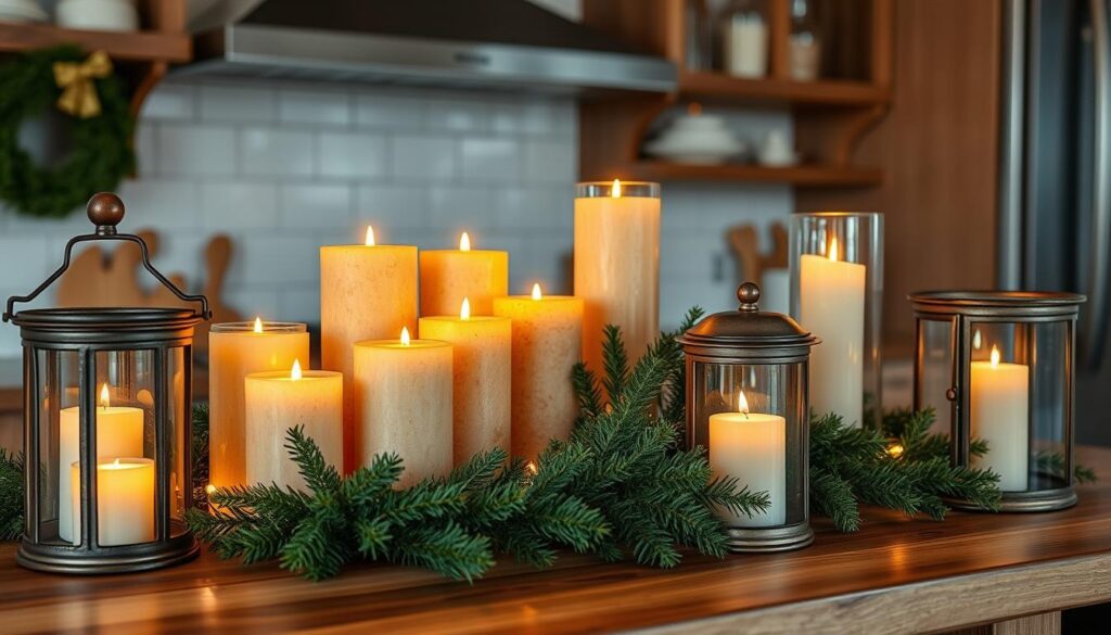warm candle decor for kitchen