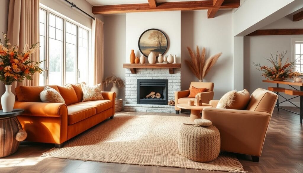 warm neutral fall decorating