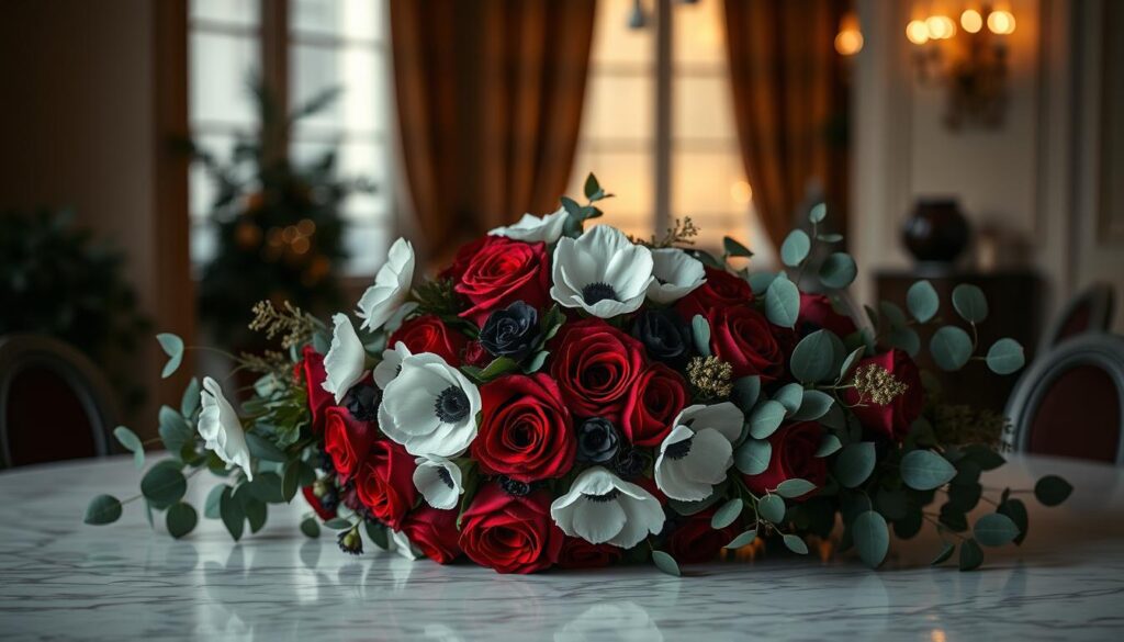 winter floral table setting
