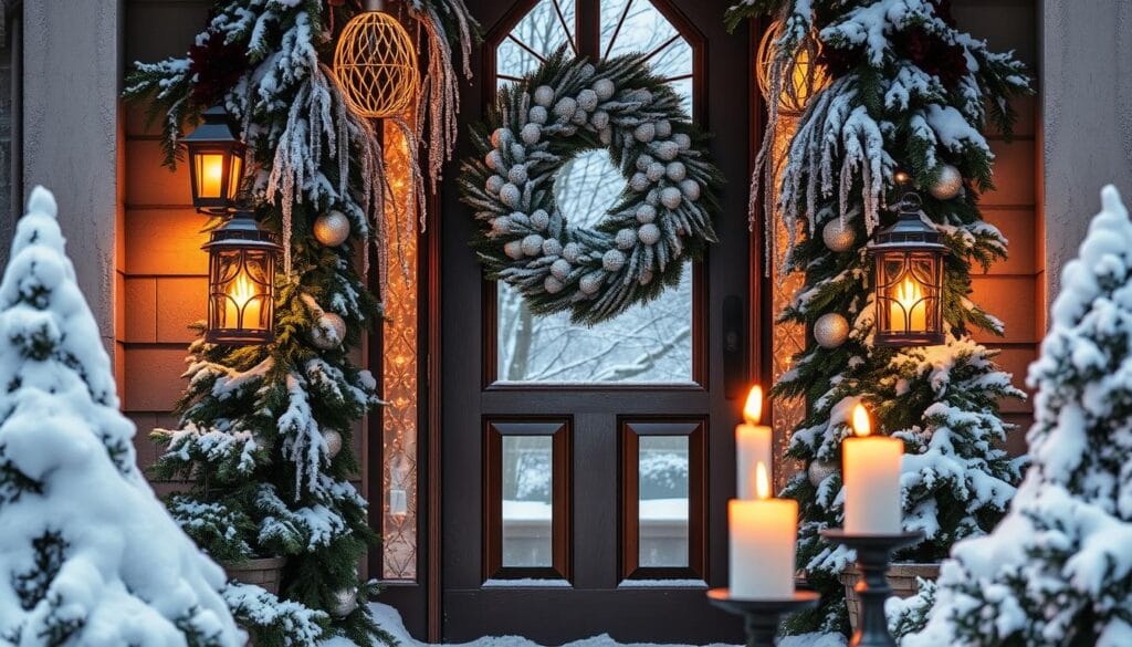 winter wonderland front door decorating
