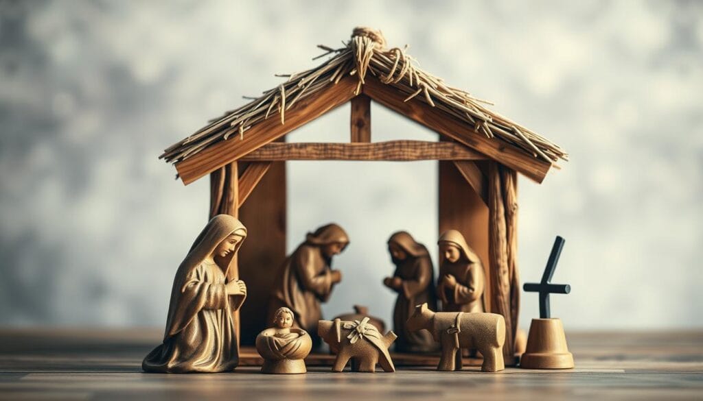 wooden nativity scene