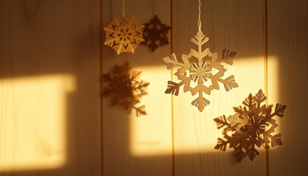 wooden snowflakes