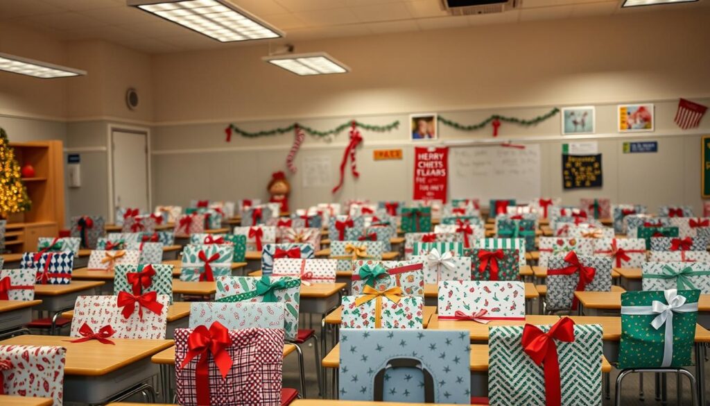 wrapped student desks