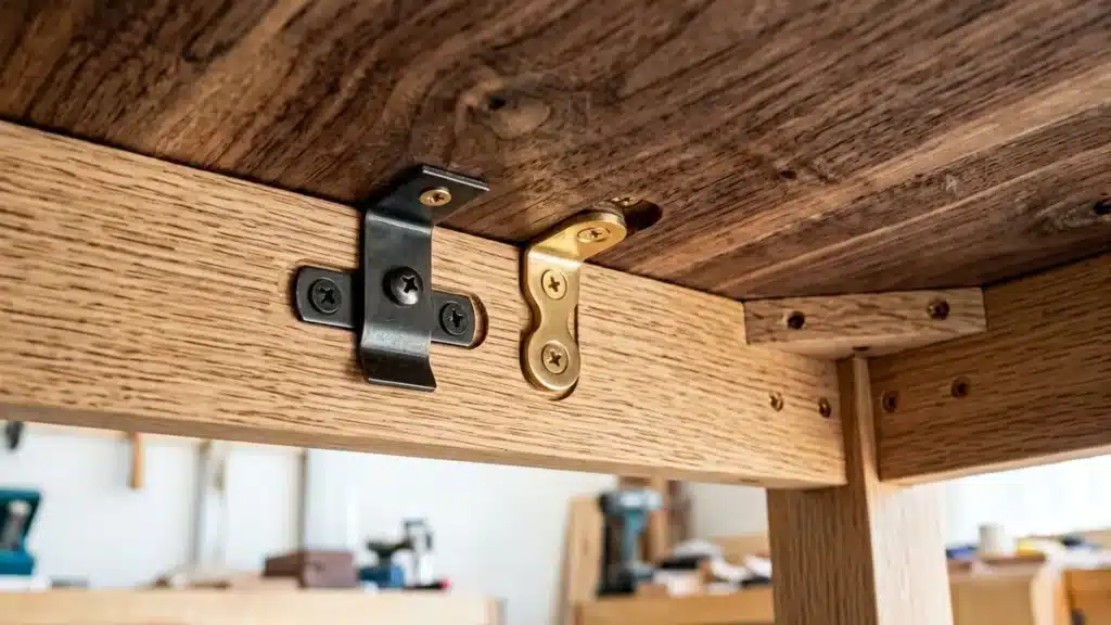 Tabletop fasteners that allow seasonal wood movement