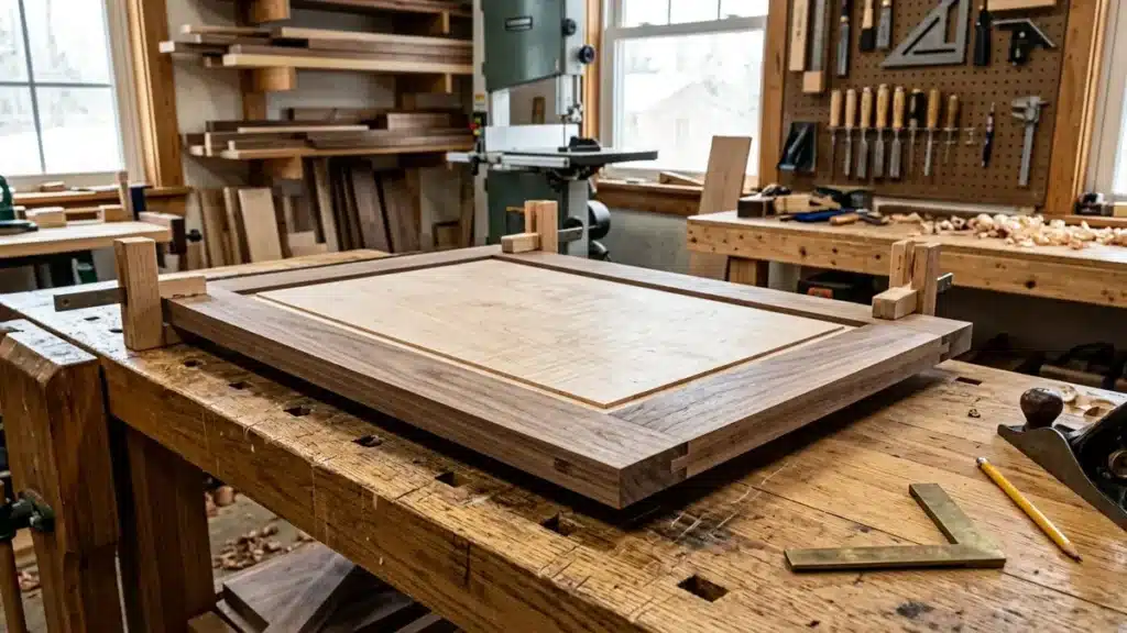 Frame-and-panel cabinet door with a floating center panel
